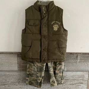 Lucky Brand camo pants and puffer vest size 3T